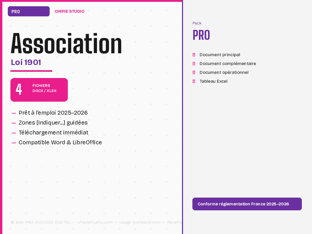 Pack Association loi 1901 — Pro