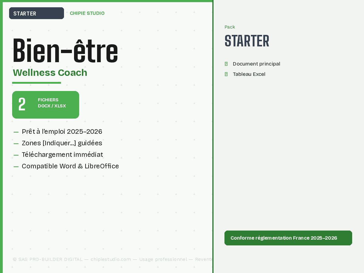 Pack Bien-être & Wellness — Starter