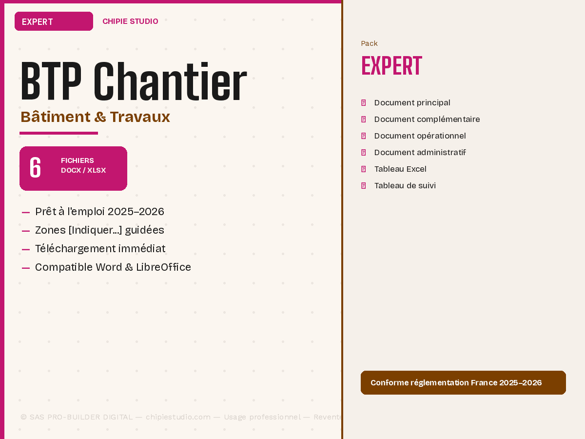 Pack BTP & Chantier — Expert