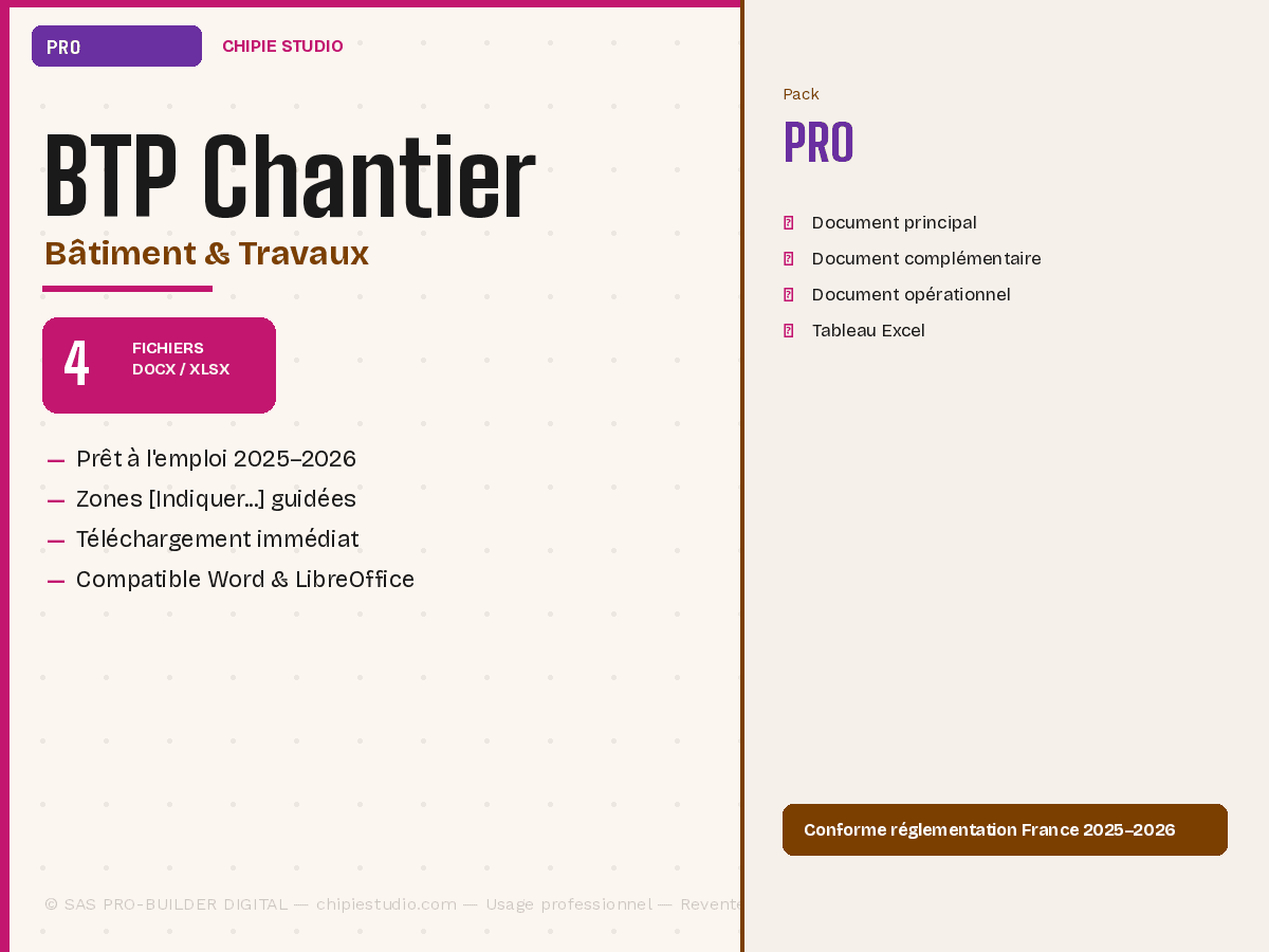 Pack BTP & Chantier — Pro