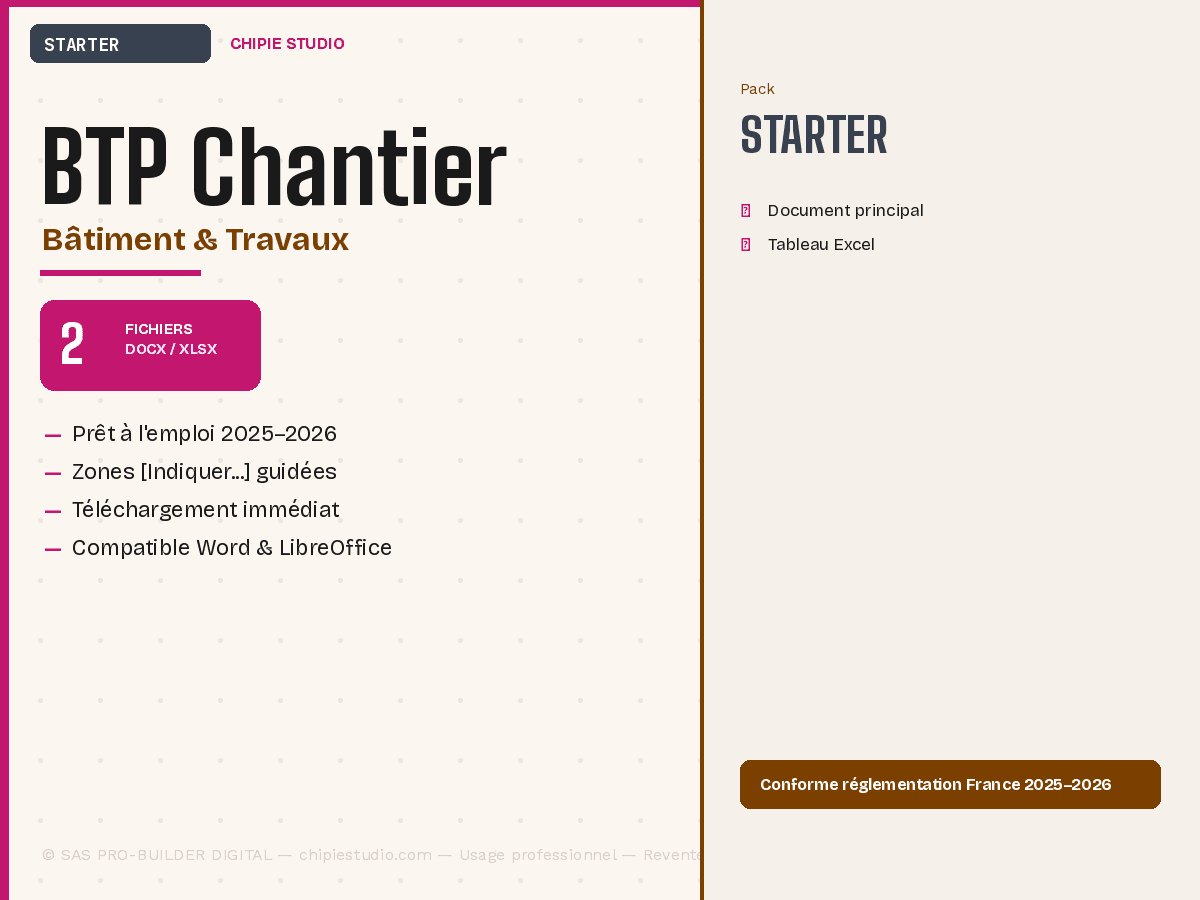 Pack BTP & Chantier — Starter