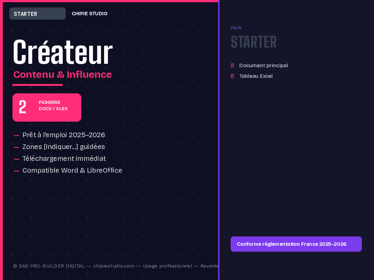 Pack Créateur de contenu — Starter