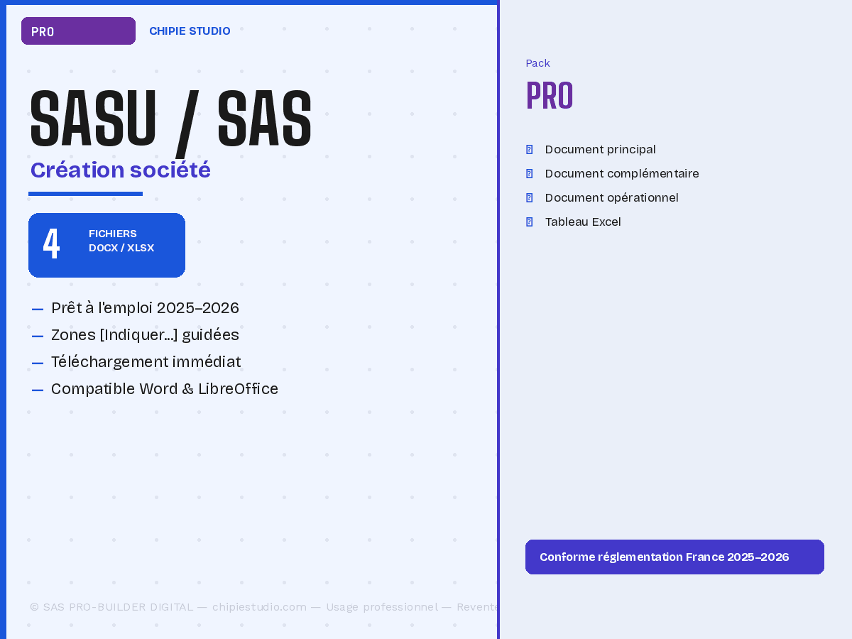 Pack Entrepreneur SASU — Pro