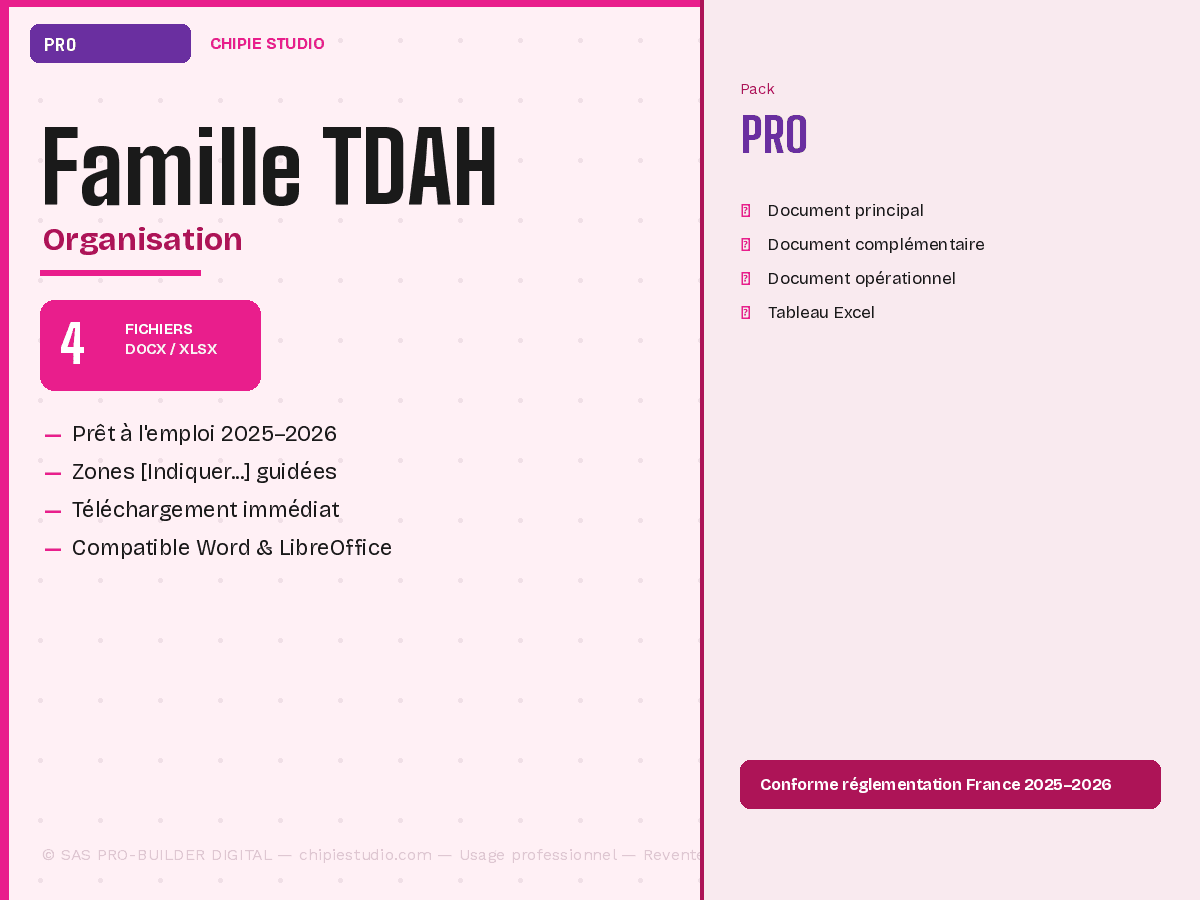 Pack Famille TDAH — Pro