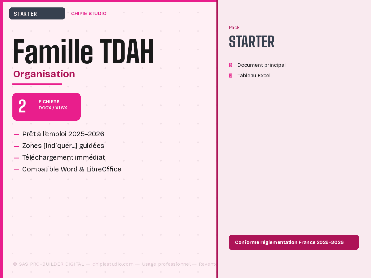 Pack Famille TDAH — Starter
