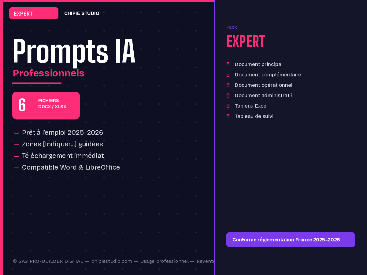 Pack Prompts IA professionnels — Expert