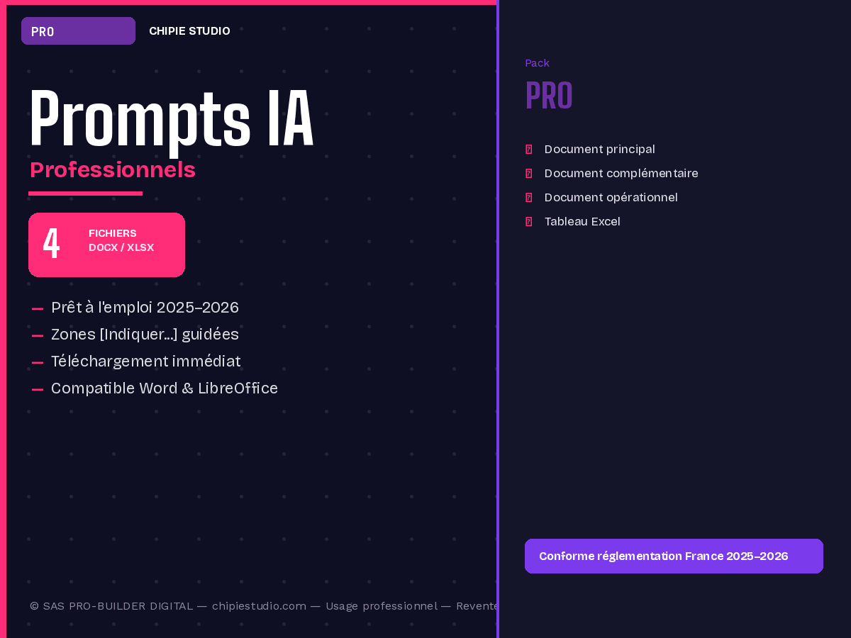 Pack Prompts IA professionnels — Pro