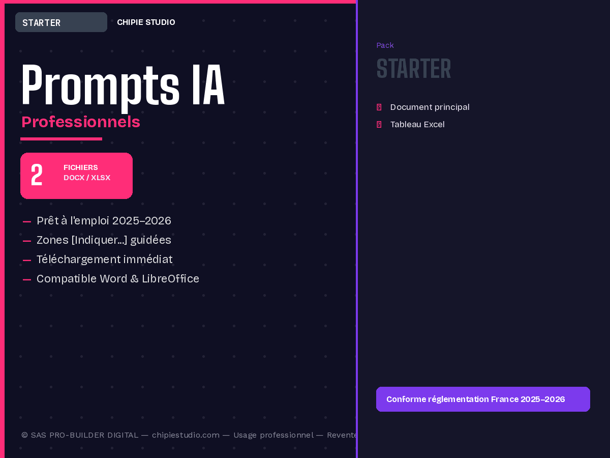 Pack Prompts IA professionnels — Starter