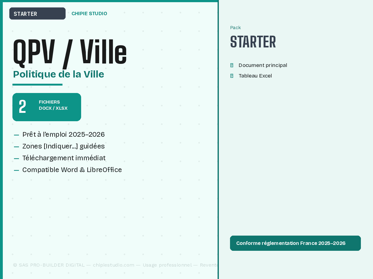 Pack QPV & Politique de la ville — Starter